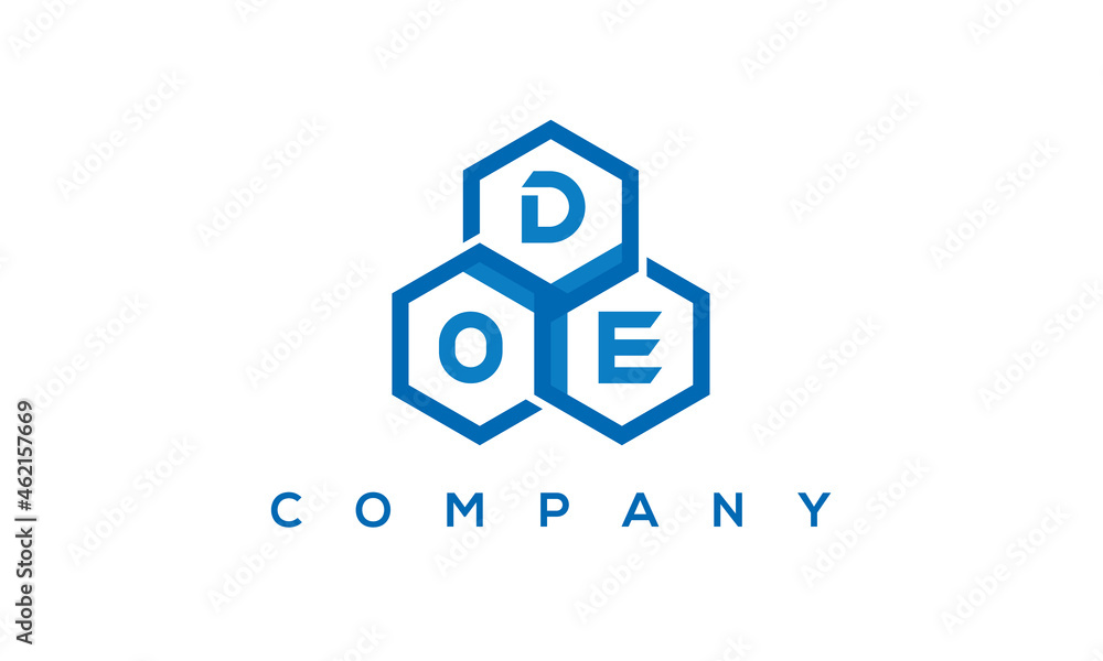 DOE three letters creative polygon hexagon logo