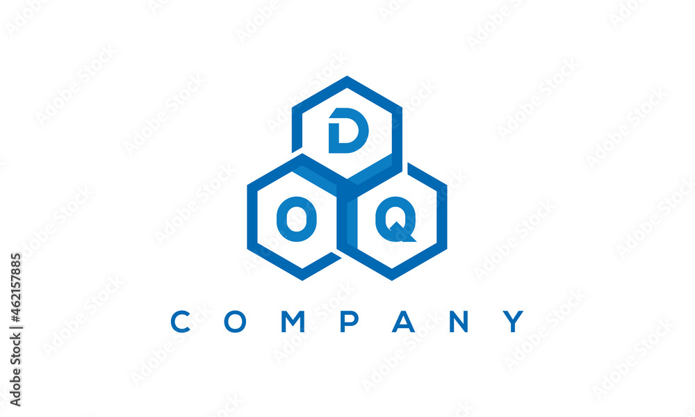 DOQ three letters creative polygon hexagon logo DOQ three letters creative polygon hexagon logo