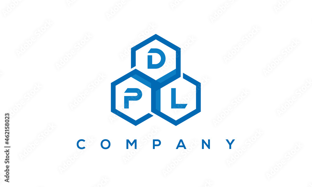 DLP three letters creative polygon hexagon logo
