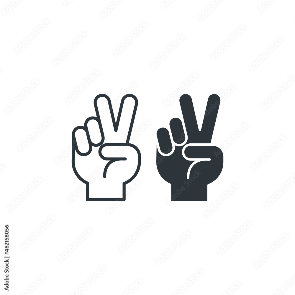 Peace hand sign, hand gesture V. Vector icon template