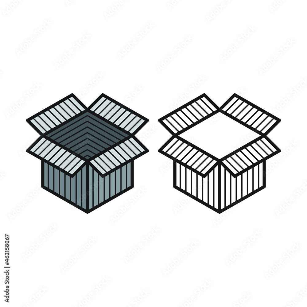 Open box of delivery, unboxing, business or packaging. Vector icon template Open box of delivery, unboxing, business or packaging. Vector icon template