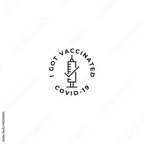 Vaccinated covid-19, vaccinated stamps, label. Vector icon template