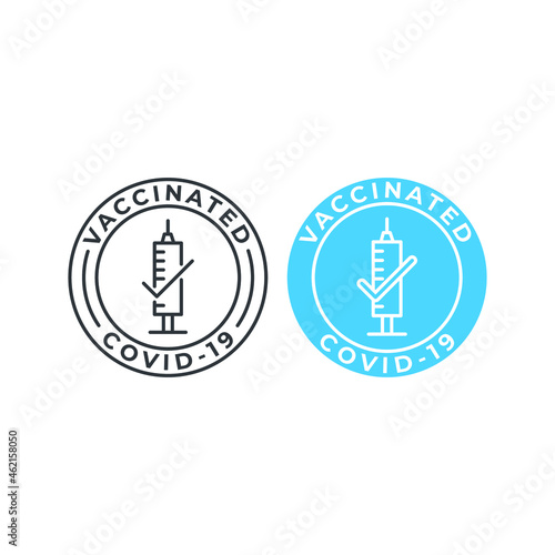 Vaccinated covid-19, vaccinated stamps, label. Vector icon template