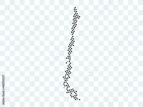 Abstract black map of Chile - planet dots planet, isolated on transparent background.Vector eps 10