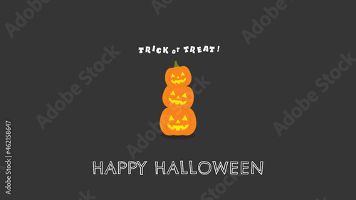 3つ重なったハロウィンのオバケかぼちゃ・ジャックオーランタンとTRICK or TREET / HAPPY HALLOWEEN の文字