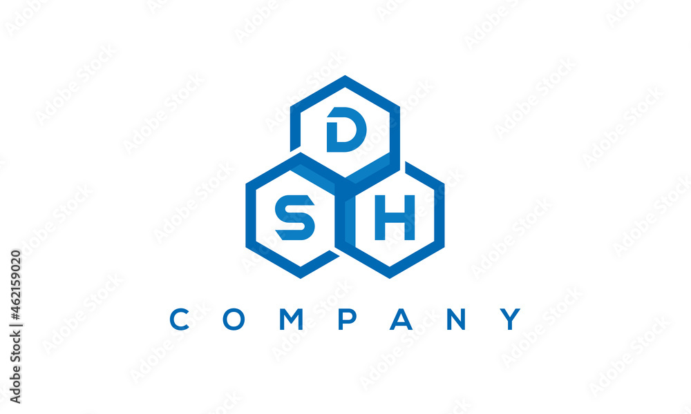 FSH three letters creative polygon hexagon logo