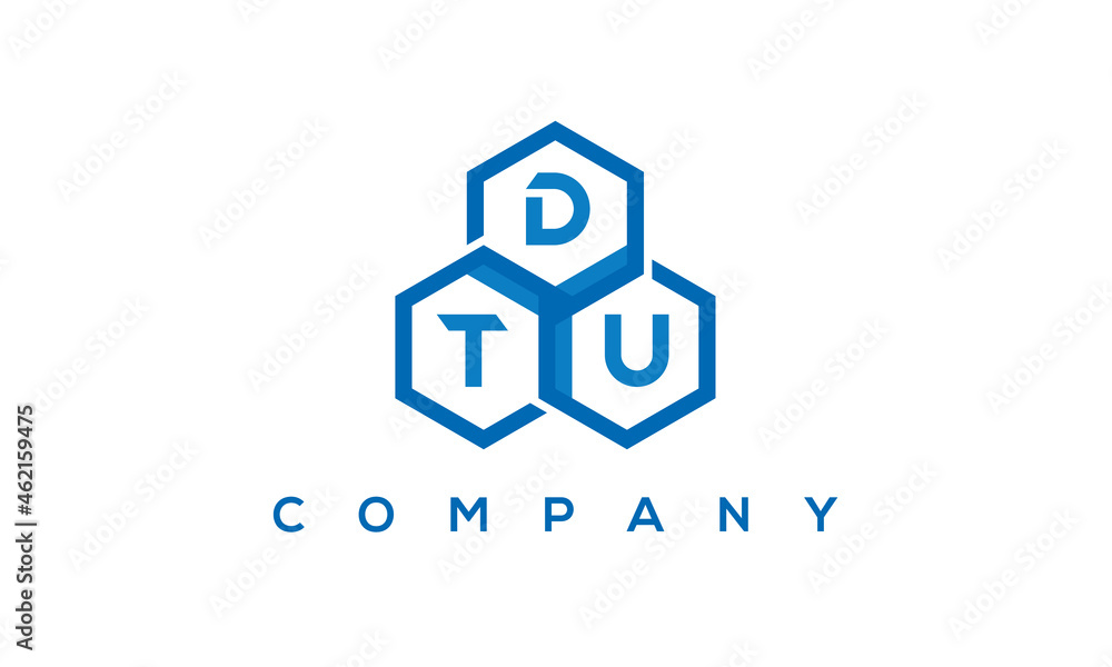 DTU three letters creative polygon hexagon logo