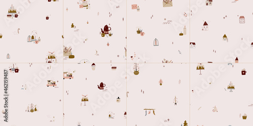 modern boho hygge minimalism. merry christmas and new year. winter stickers for design. vector set of christmas elements.