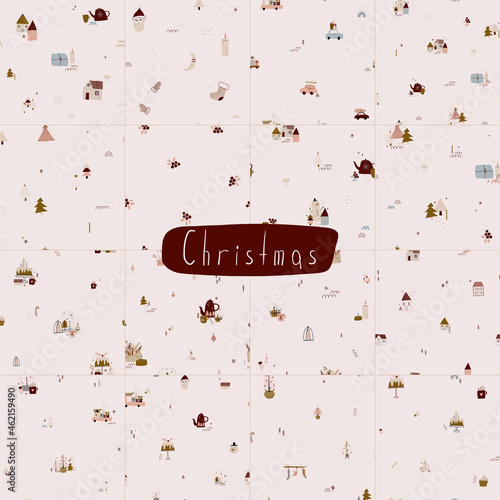 modern boho hygge minimalism. merry christmas and new year. winter stickers for design. vector set of christmas elements.