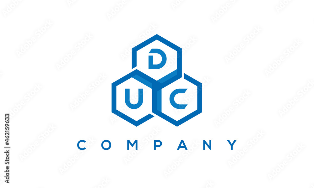 DUC three letters creative polygon hexagon logo DUC three letters creative polygon hexagon logo