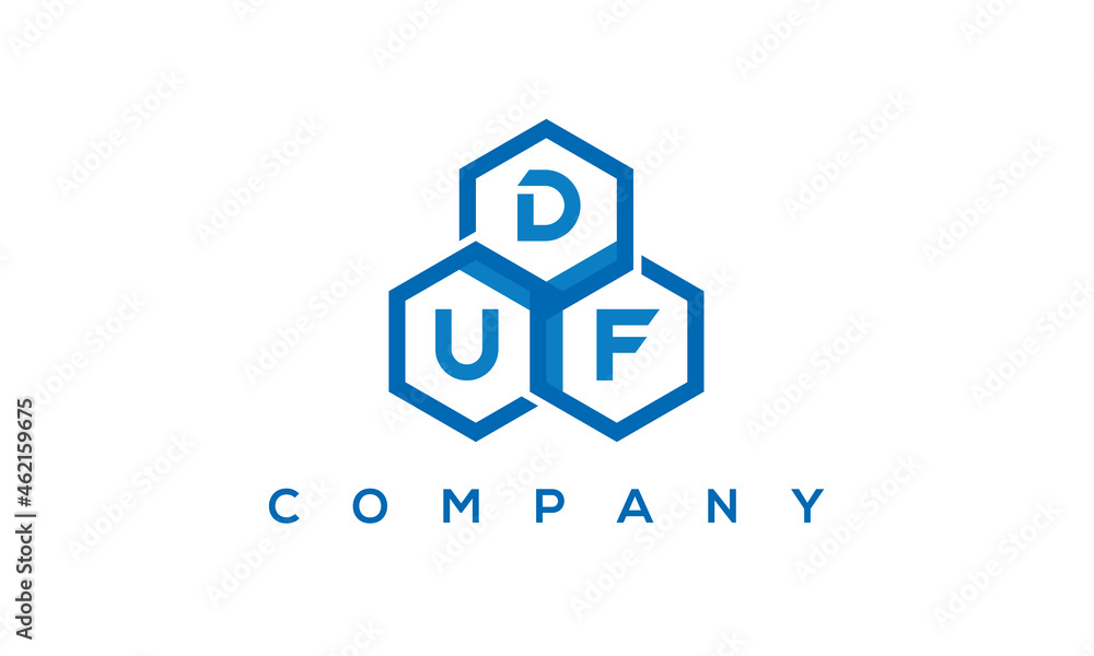DUF three letters creative polygon hexagon logo