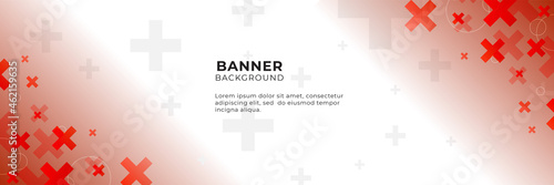 Abstract red banner background with 3d overlap layer and geometric shapes