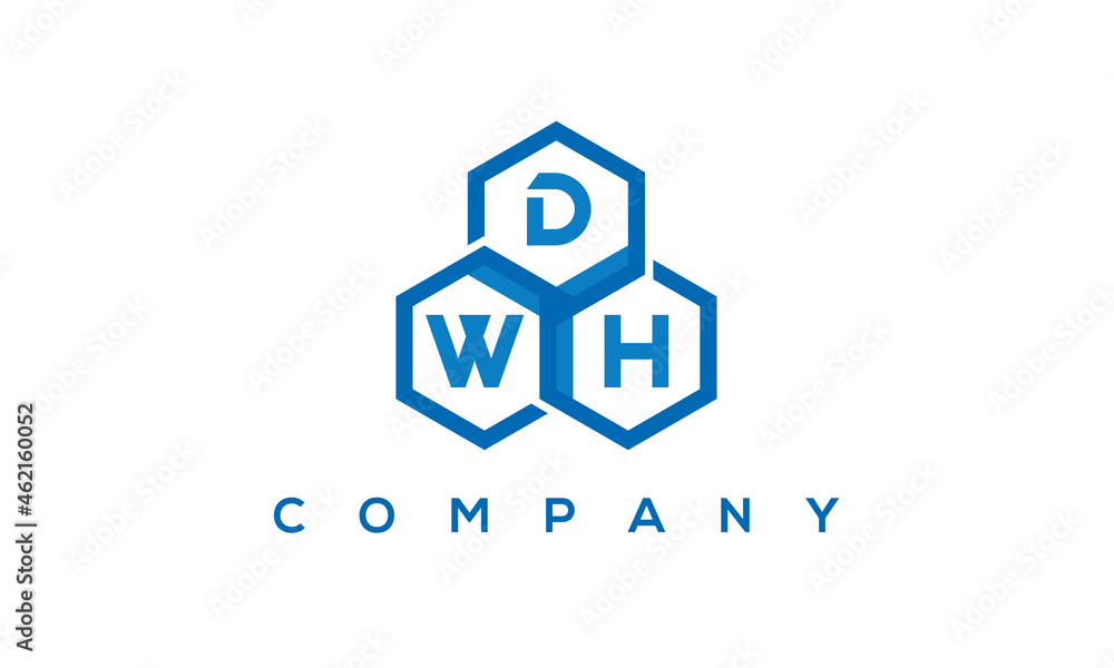 DWH three letters creative polygon hexagon logo