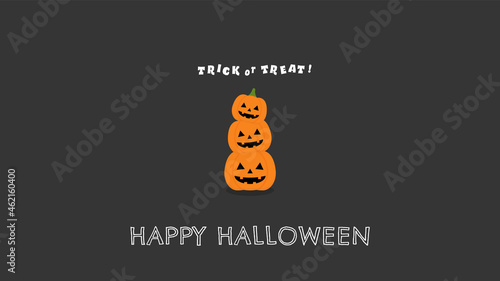 3つ重なったハロウィンのオバケかぼちゃ・ジャックオーランタンとTRICK or TREET / HAPPY HALLOWEEN