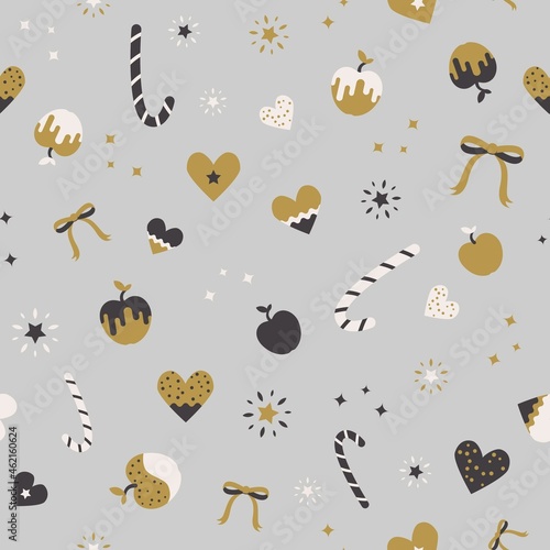 Seamless festive christmas background with christmas decoration. Simple background with christmass mood for web, print, background, wallpaper, scrapbooking, wrapping paper, textile