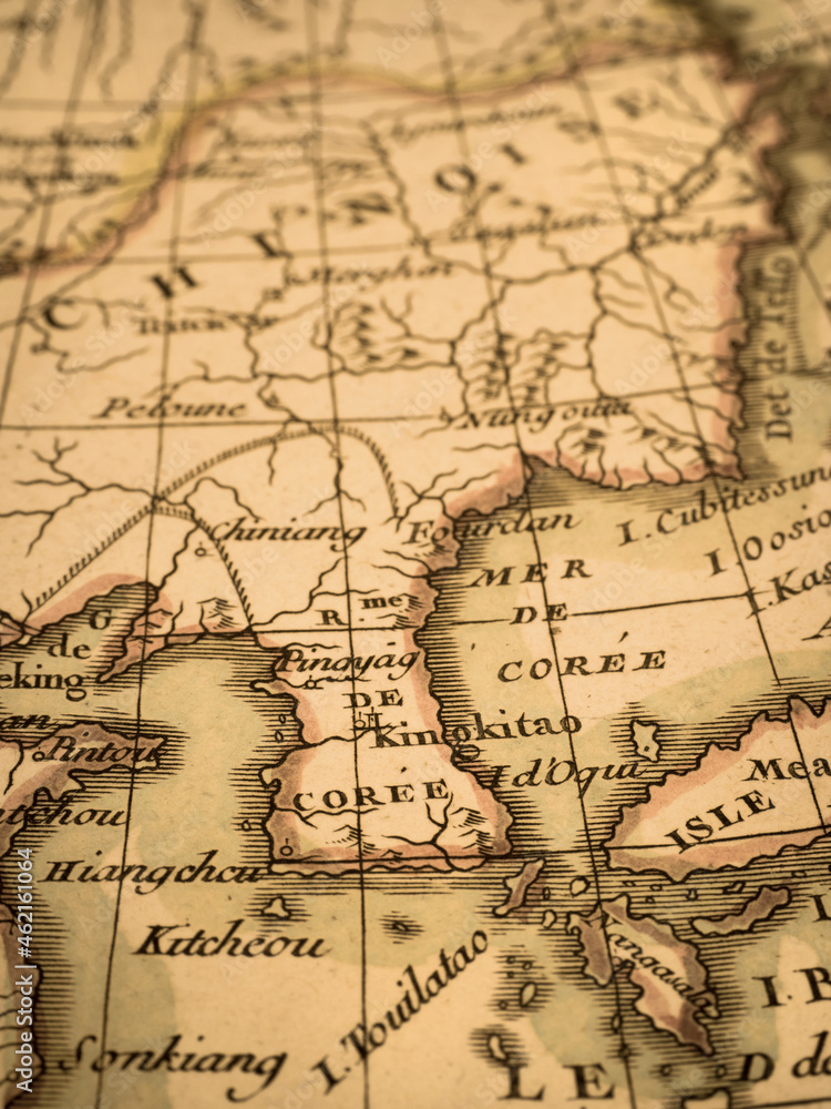 アンティークの世界地図　朝鮮半島