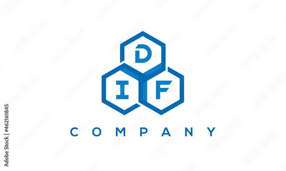 DIF three letters creative polygon hexagon logo	