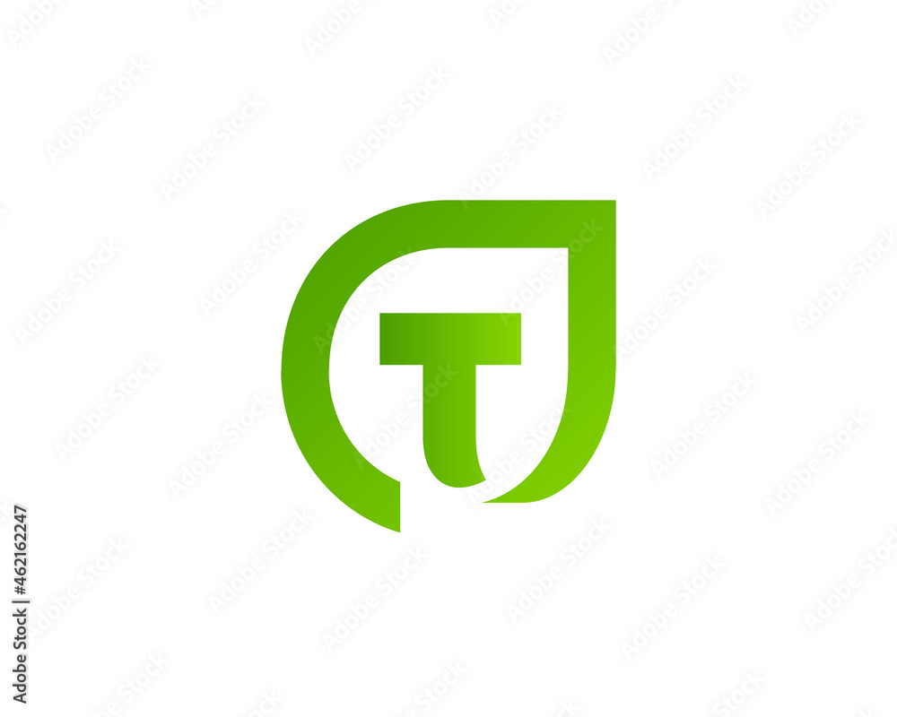 Letter T with eco leaves logo icon design template elements Letter T with eco leaves logo icon design template elements