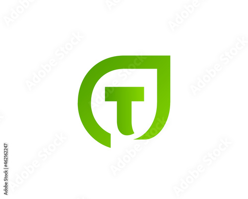 Letter T with eco leaves logo icon design template elements © arbuzu