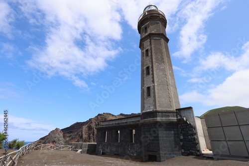 The lighthouse of Punta Capelinhos, Faial island, Azores