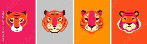 Chinese new year 2022 year of the tiger - Chinese zodiac symbol, Lunar new year concept, modern background design