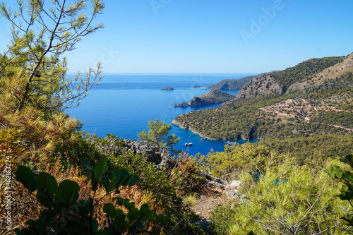 Landscapes of the Taurus Mountains in southern Turkey. Lycian Way. Somewhere between the villages of Kayakoy and Olyudeniz. 