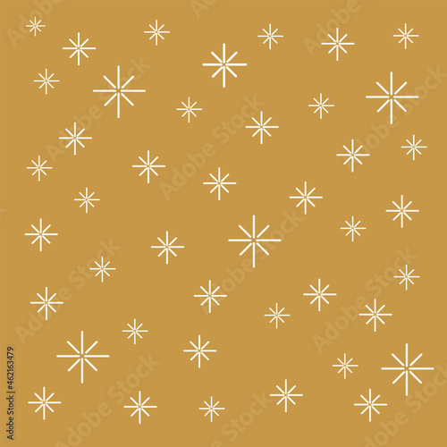 The pattern of the Stars twinkle. Heavenly shapes background for fashionable children's textiles. Beautiful kraft paper texture. Doodle stars on a gold background. Vector illustration