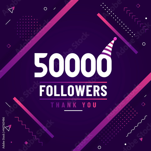 Thank you 50000 followers, 50K followers celebration modern colorful design.