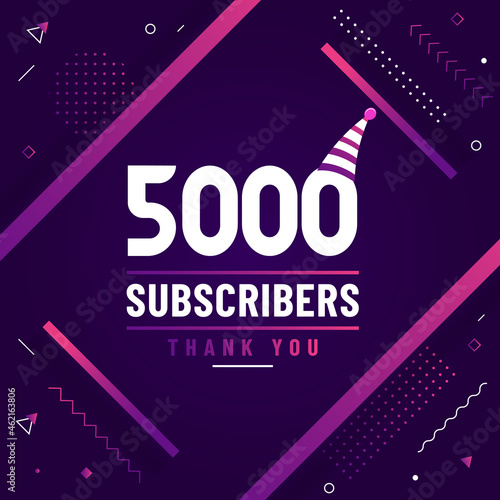 Thank you 5000 subscribers, 5K subscribers celebration modern colorful design.