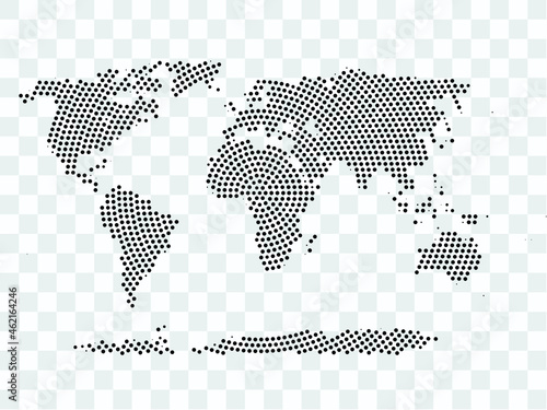 Abstract black map of World with Countries - planet dots planet, isolated on transparent background.Vector eps 10