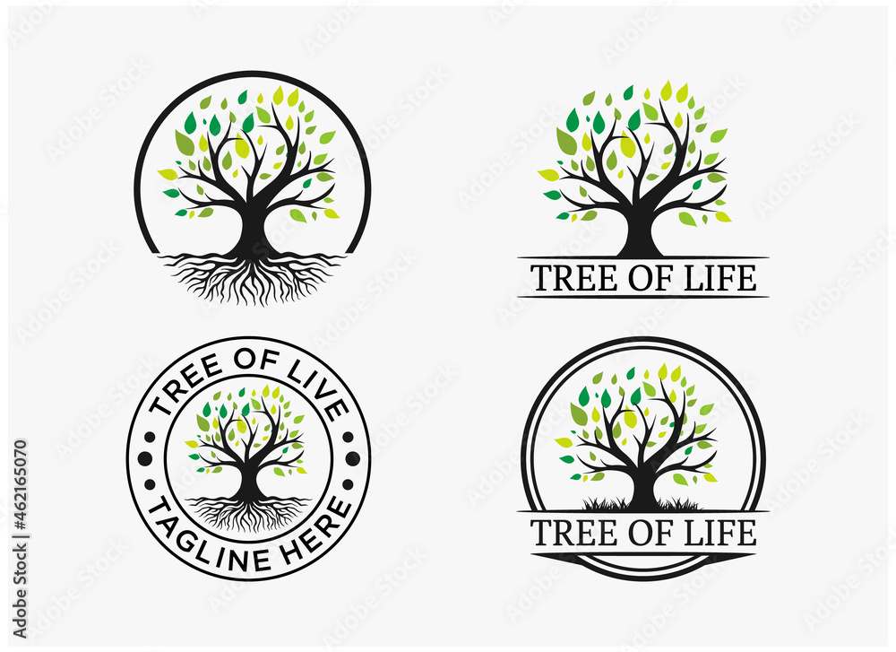 inspiration set tree of life logo premium vector