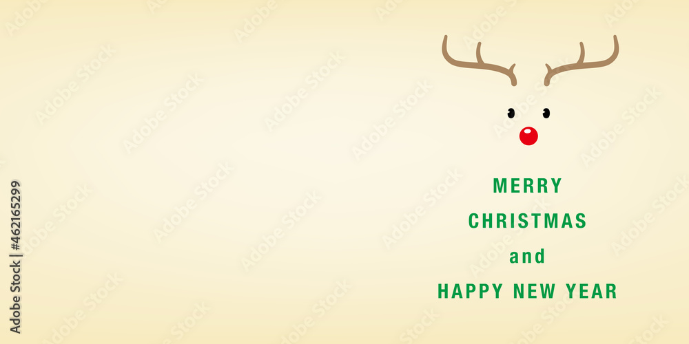 簡略化されたトナカイのイラストと、クリスマスツリーに見立てたMERRY CHRISTMAS and HAPPY NEW YESRの文字 簡略化されたトナカイのイラストと、クリスマスツリーに見立てたMERRY CHRISTMAS and HAPPY NEW YESRの文字