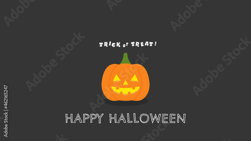ハロウィンのオバケかぼちゃ・ジャックオーランタンとHALLOWEEN / Trick or Treat の文字セット