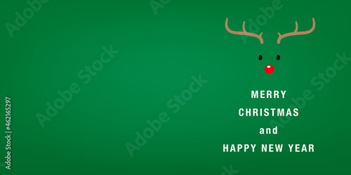 簡略化されたトナカイのイラストと、クリスマスツリーに見立てたMERRY CHRISTMAS and HAPPY NEW YESRの文字 photo