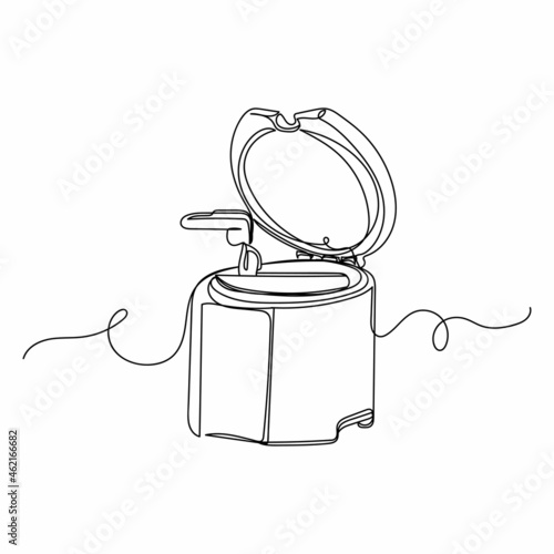 Continuous one line drawing of a modern deep fryer in silhouette on a white background. Linear stylized.