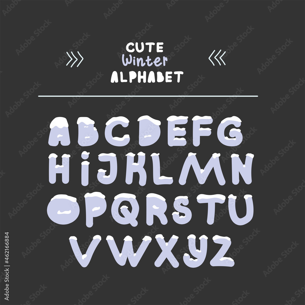 Winter alphabet with snow cap effect. EPS 10 vector illustration. Winter alphabet with snow cap effect. EPS 10 vector illustration.