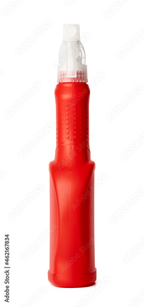 Orange plastic bottle of liquid detergent isolated on white Orange plastic bottle of liquid detergent isolated on white