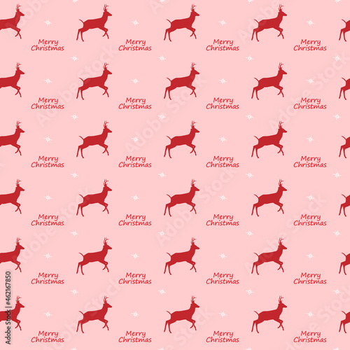 Winter seamless pattern with reindeer and snowflakes.Design template for wallpaper,fabric,wrapping,textile