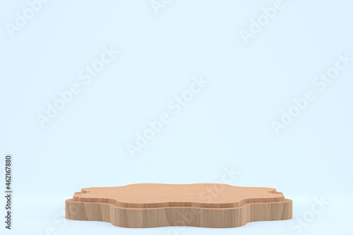 wood podium minimal 3d rendering or product stand for cosmetic product presentation