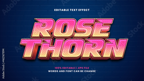 Rose thorn editable text effect in modern 3d style