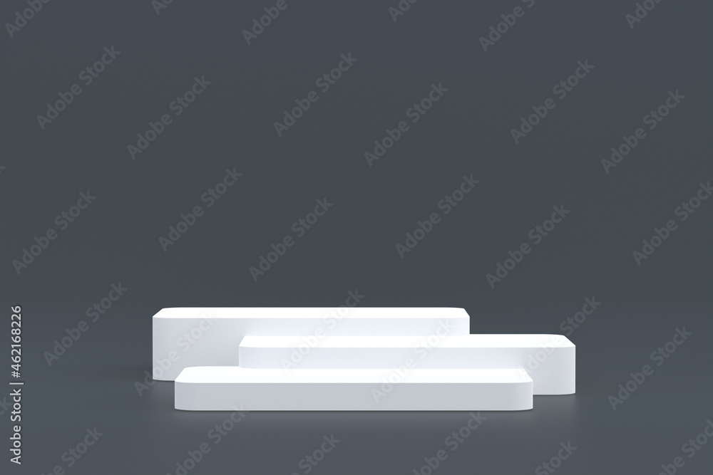 Product stand, Podium minimal on gray background for cosmetic product presentation. Product stand, Podium minimal on gray background for cosmetic product presentation.