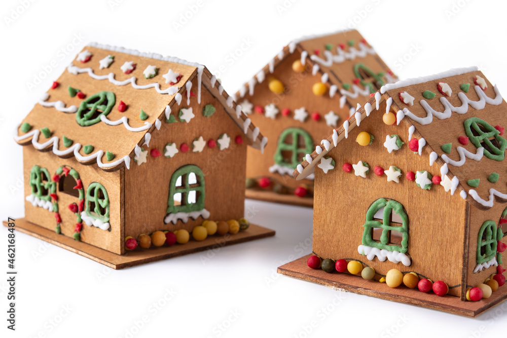 Christmas gingerbread house on white background