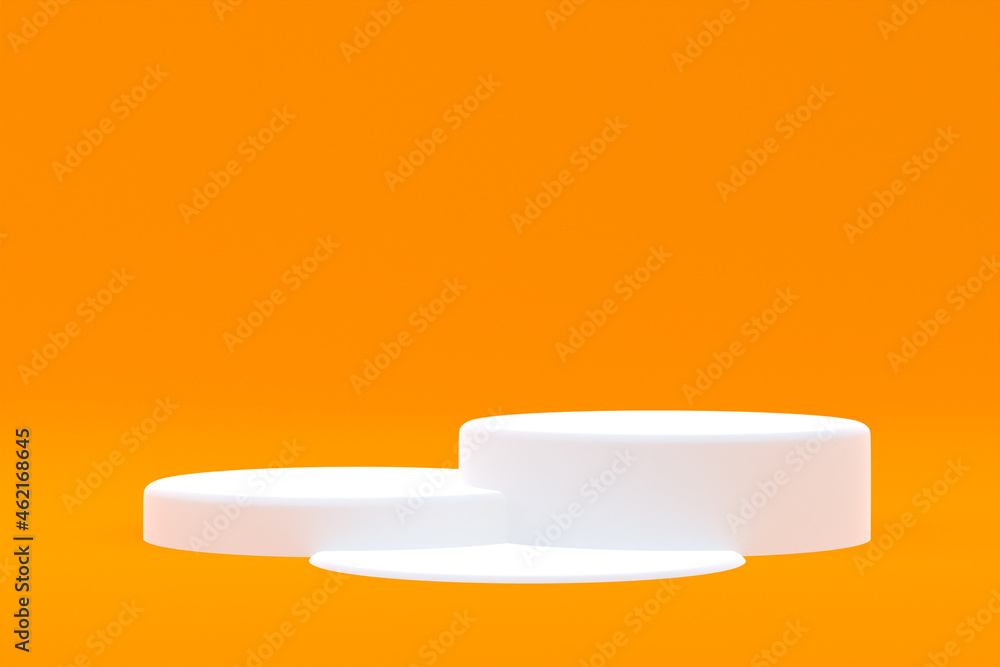 Product stand, Podium minimal on orange background for cosmetic product presentation. Product stand, Podium minimal on orange background for cosmetic product presentation.