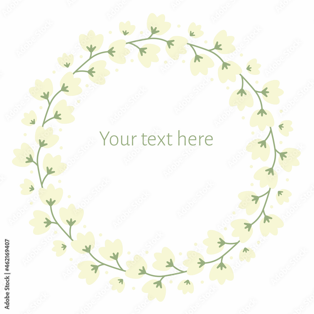 Vector Cheerful Delicate Floral Wreath Frame graphic design element. Perfect for web, invitations, and many other projects. Vector Cheerful Delicate Floral Wreath Frame graphic design element. Perfect for web, invitations, and many other projects.