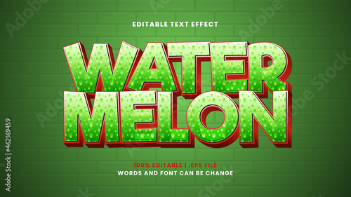 Watermelon editable text effect in modern 3d style