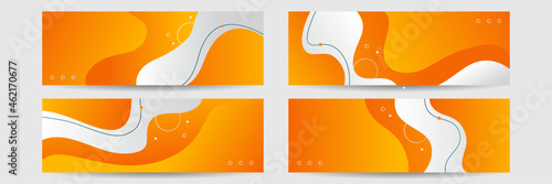 Orange abstract banner background. Business conference template. Vector vibrant orange yellow banner for social media event promo