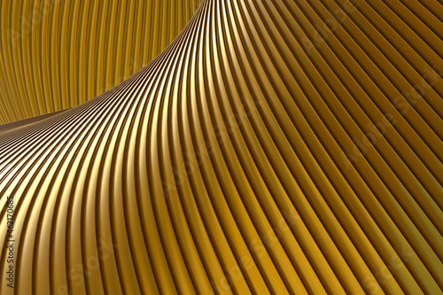 gold Abstract wall wave architecture abstract background 3d rendering  gold background for presentation