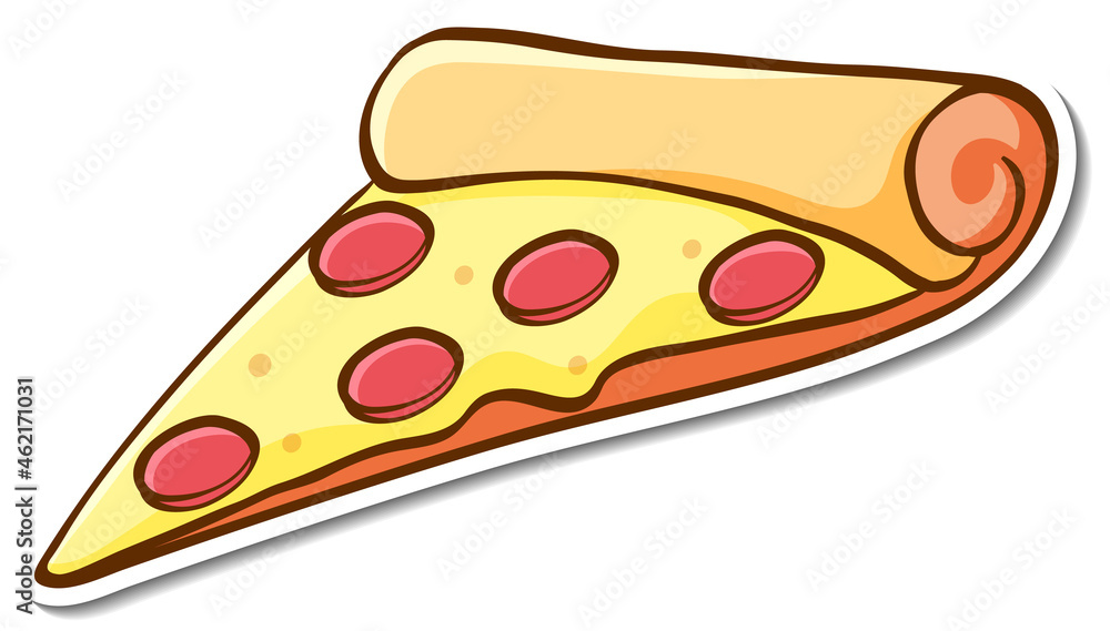 Fast food sticker design with a piece of pizza isolated Fast food sticker design with a piece of pizza isolated