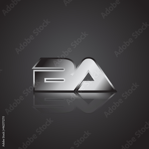 Simple Modern Initial Logo Vector Silver Metal chrome BA