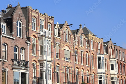 Amsterdam Paulus Potterstraat Street House Facades Against a Blue Sky, Netherlands